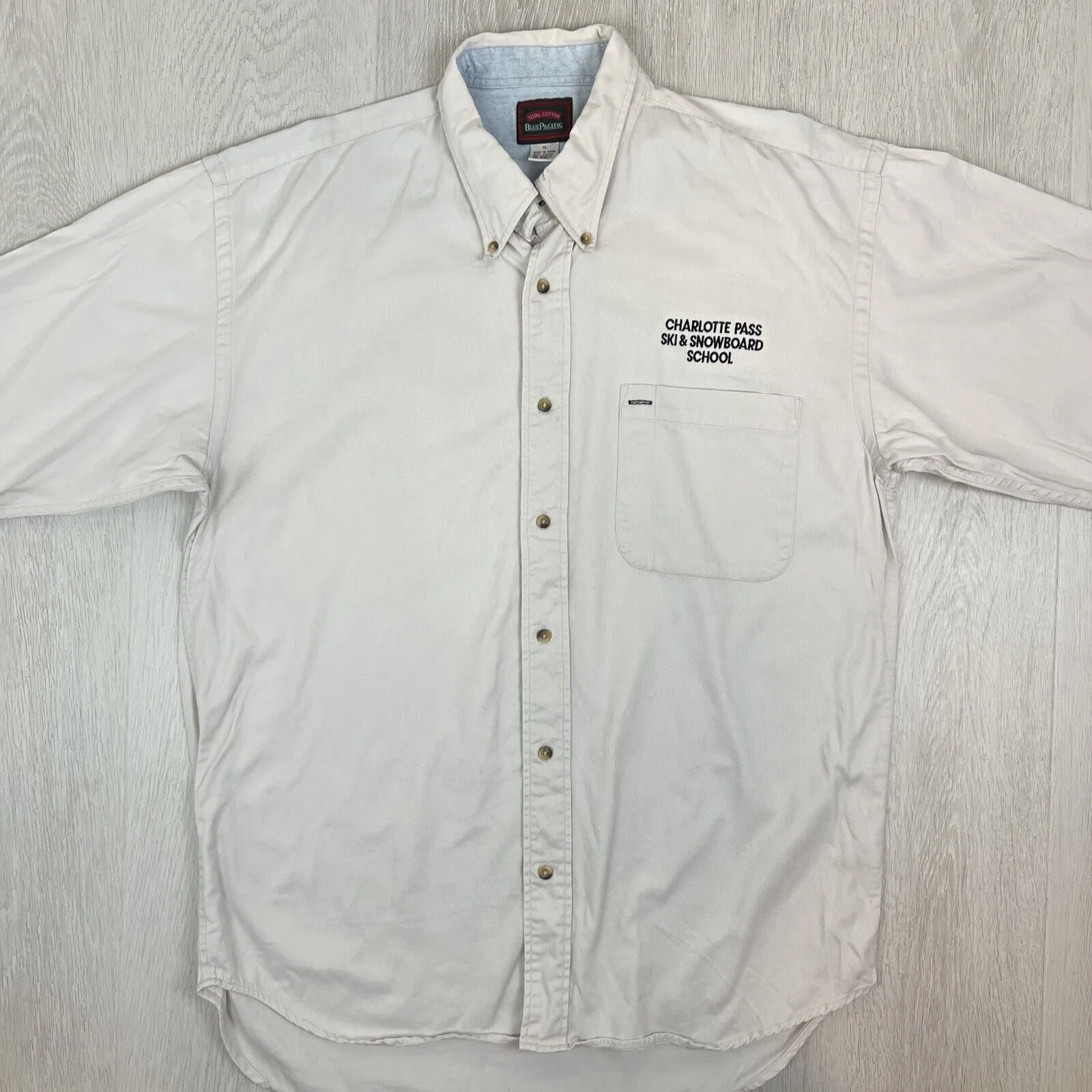 Blue Pacific Mens Heavy Weight Button Up Shirt Charlotte Pass Ski School Size XL