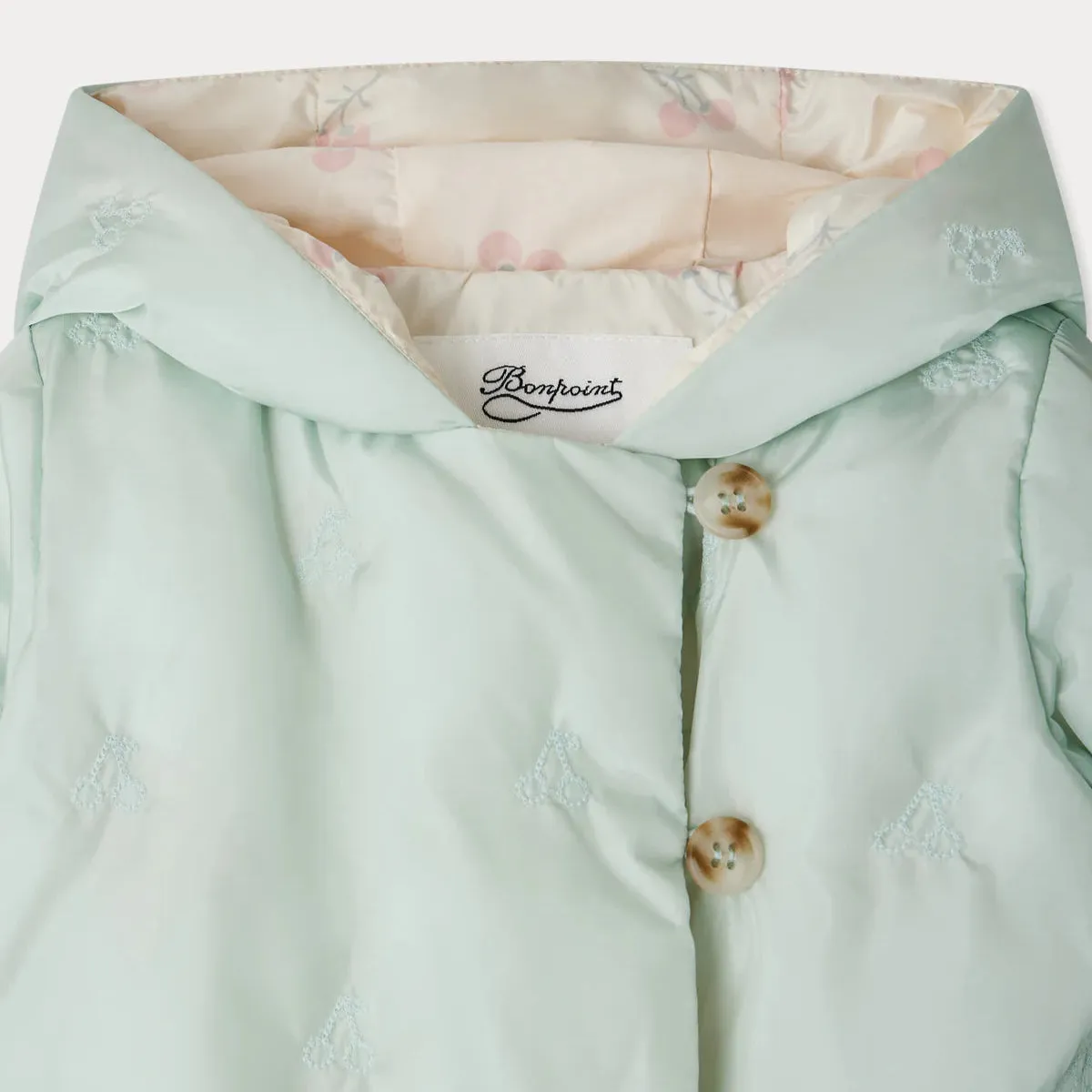 Bonno quilted and embroidered with cherries puffer jacket