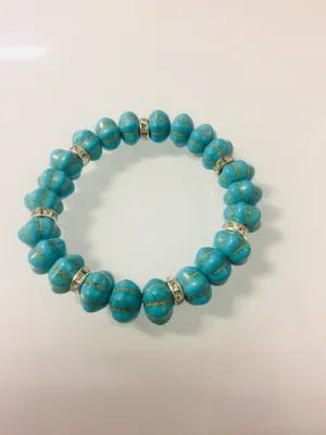 Brand new Women's Turquoise Gemstone Beaded Stretchy Bracelet, one size, expandable to fit all wrists! Fashion Jewelry!