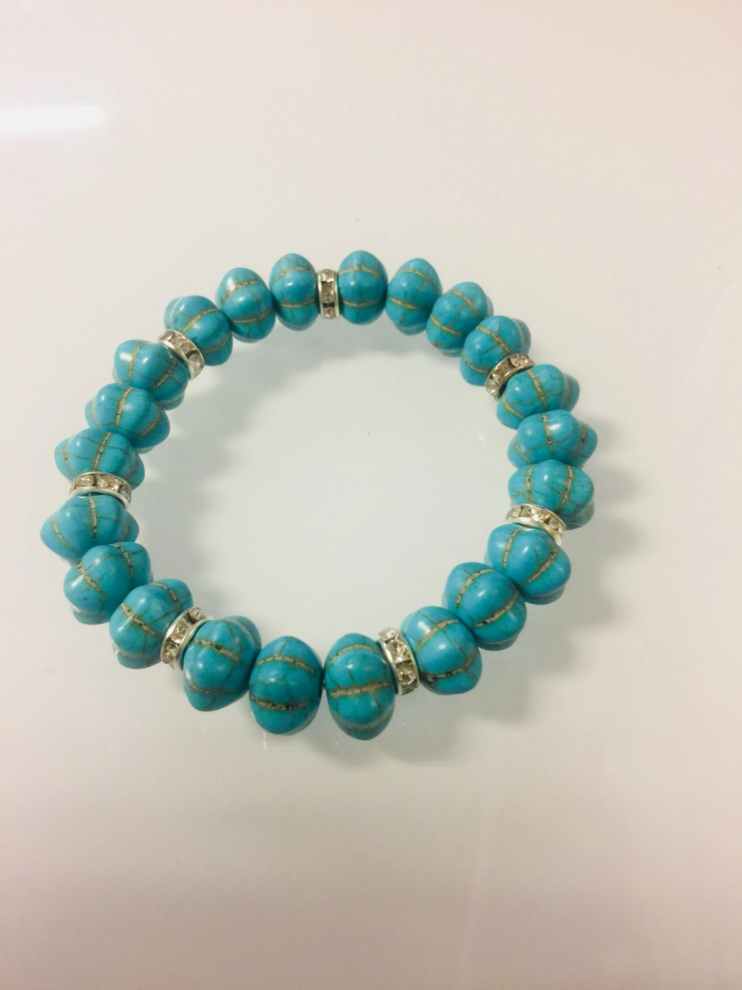 Brand new Women's Turquoise Gemstone Beaded Stretchy Bracelet, one size, expandable to fit all wrists! Fashion Jewelry!