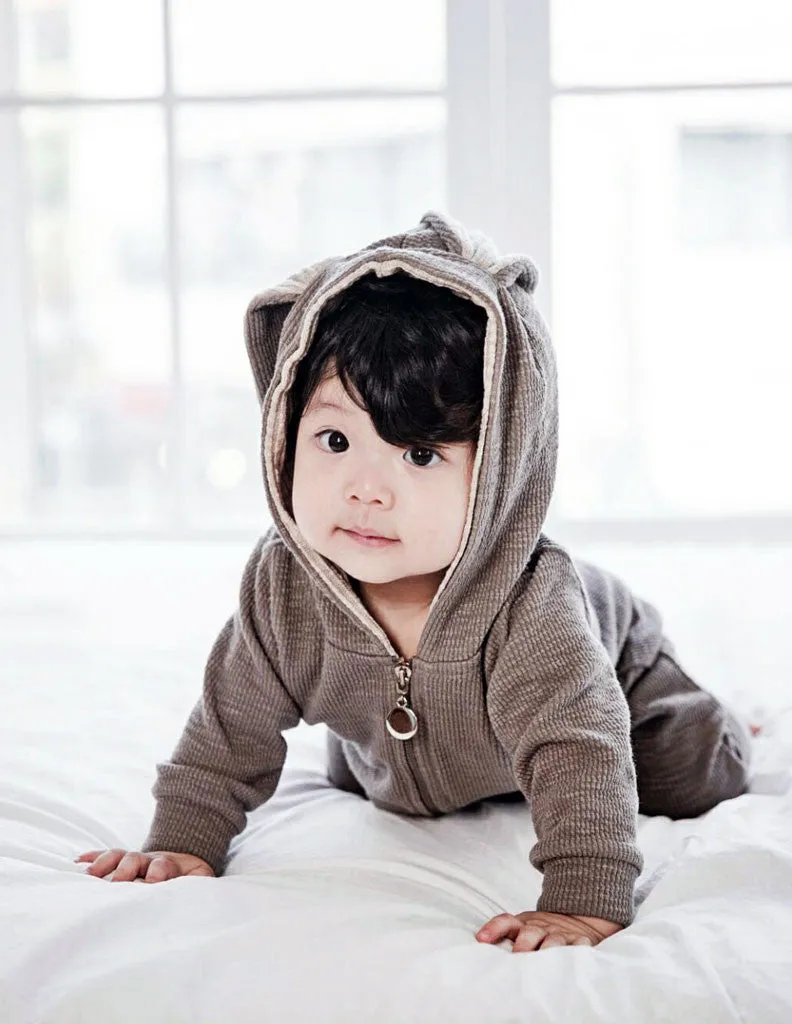 Bunny Hooded Jumpsuit Grey
