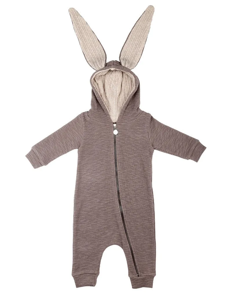 Bunny Hooded Jumpsuit Grey