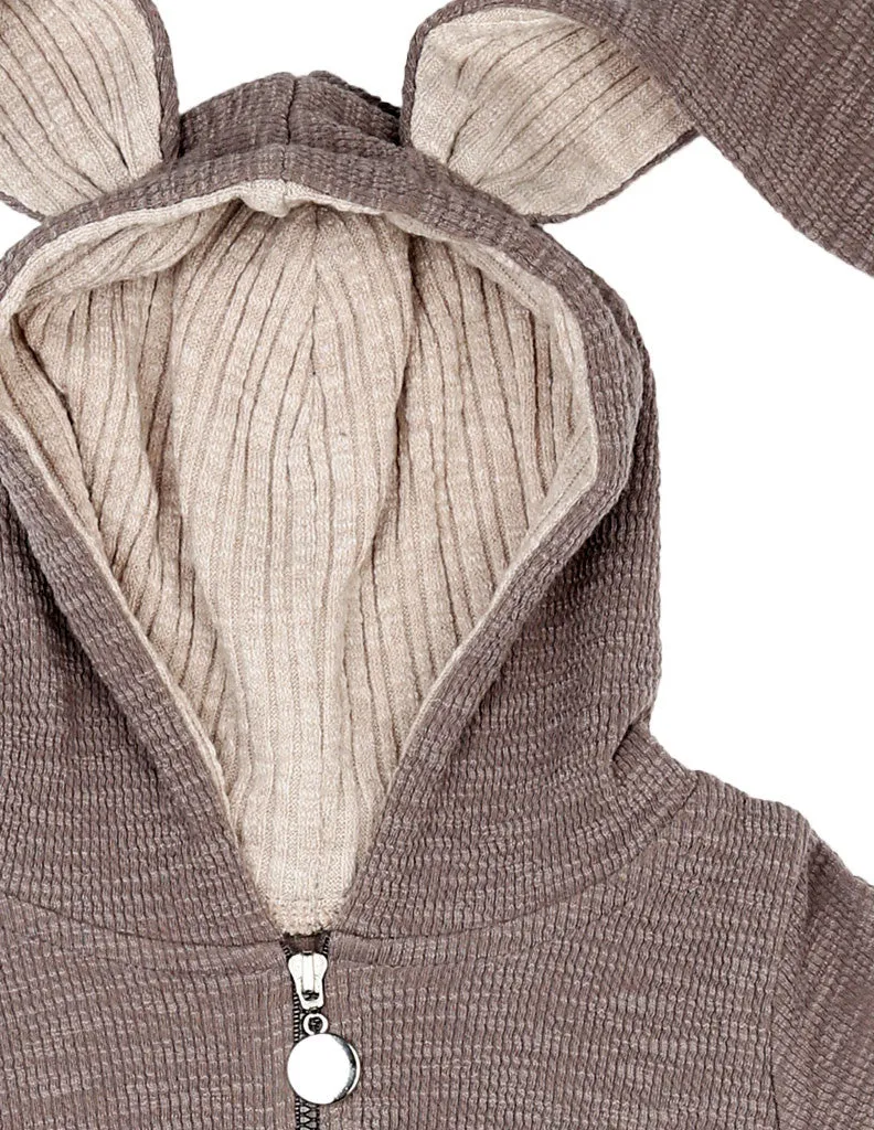 Bunny Hooded Jumpsuit Grey