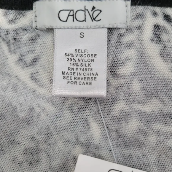 Cache Sweater One Shoulder Black And White Silk Blend With Beading S…NWT