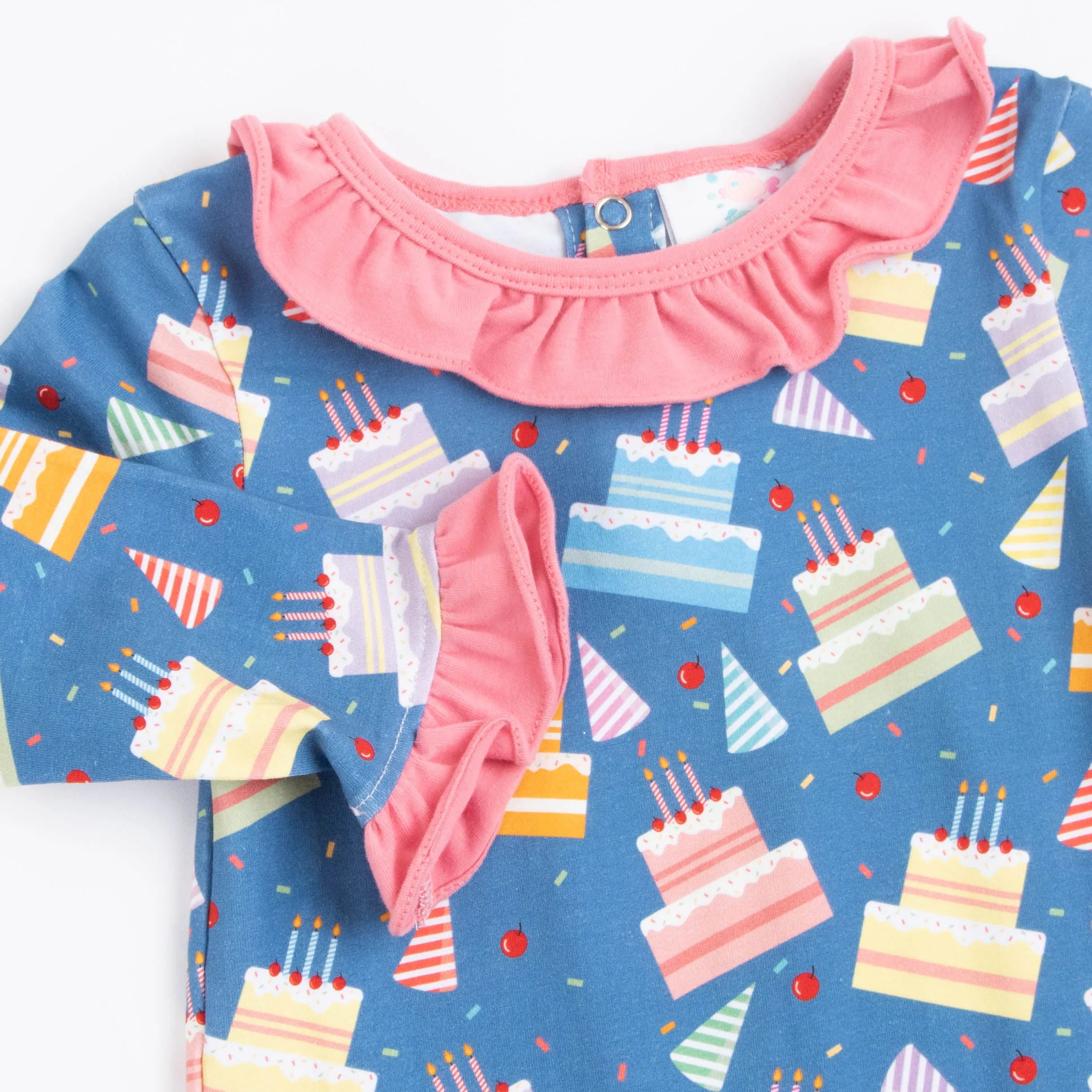 Cake Time Ruffle Romper, Blue