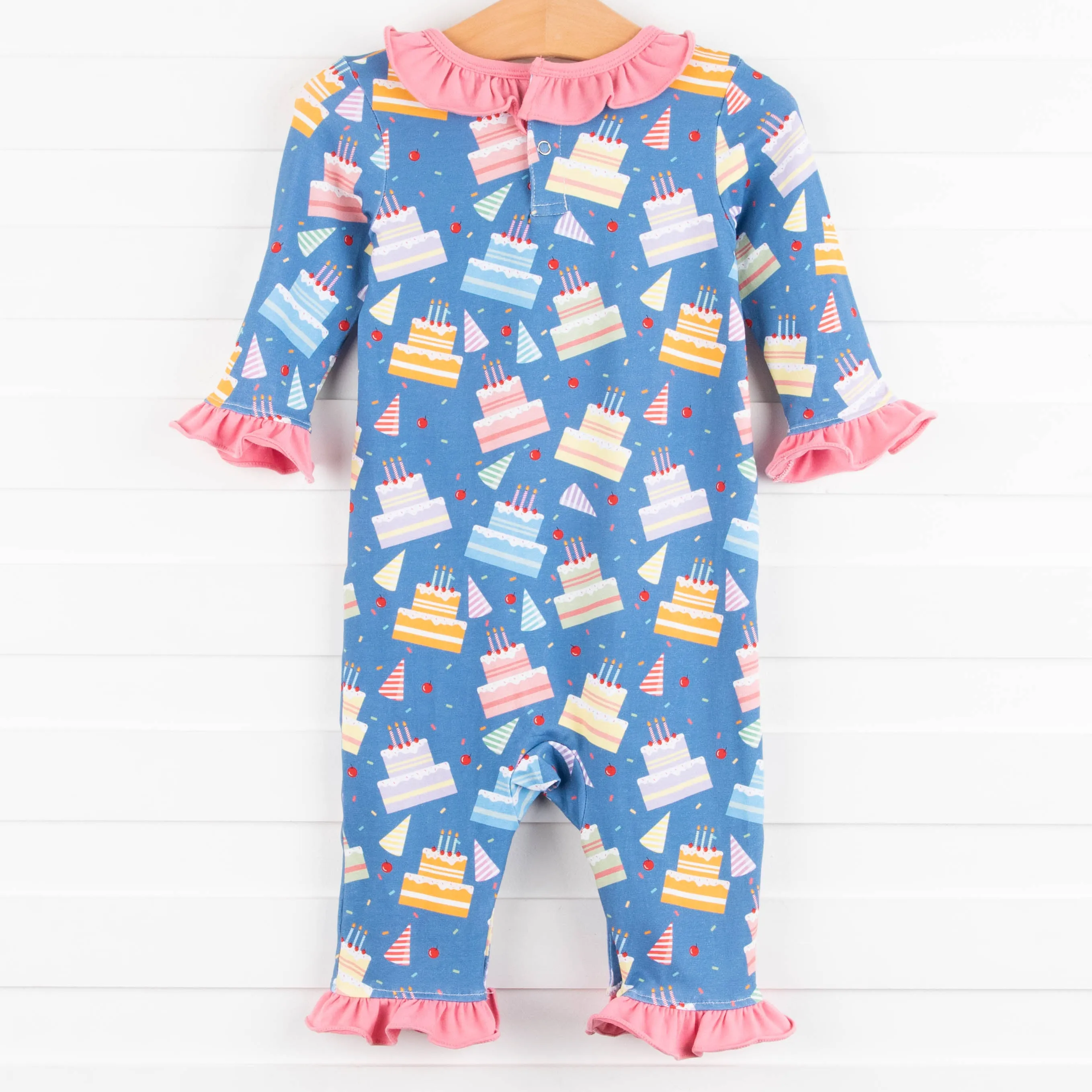 Cake Time Ruffle Romper, Blue