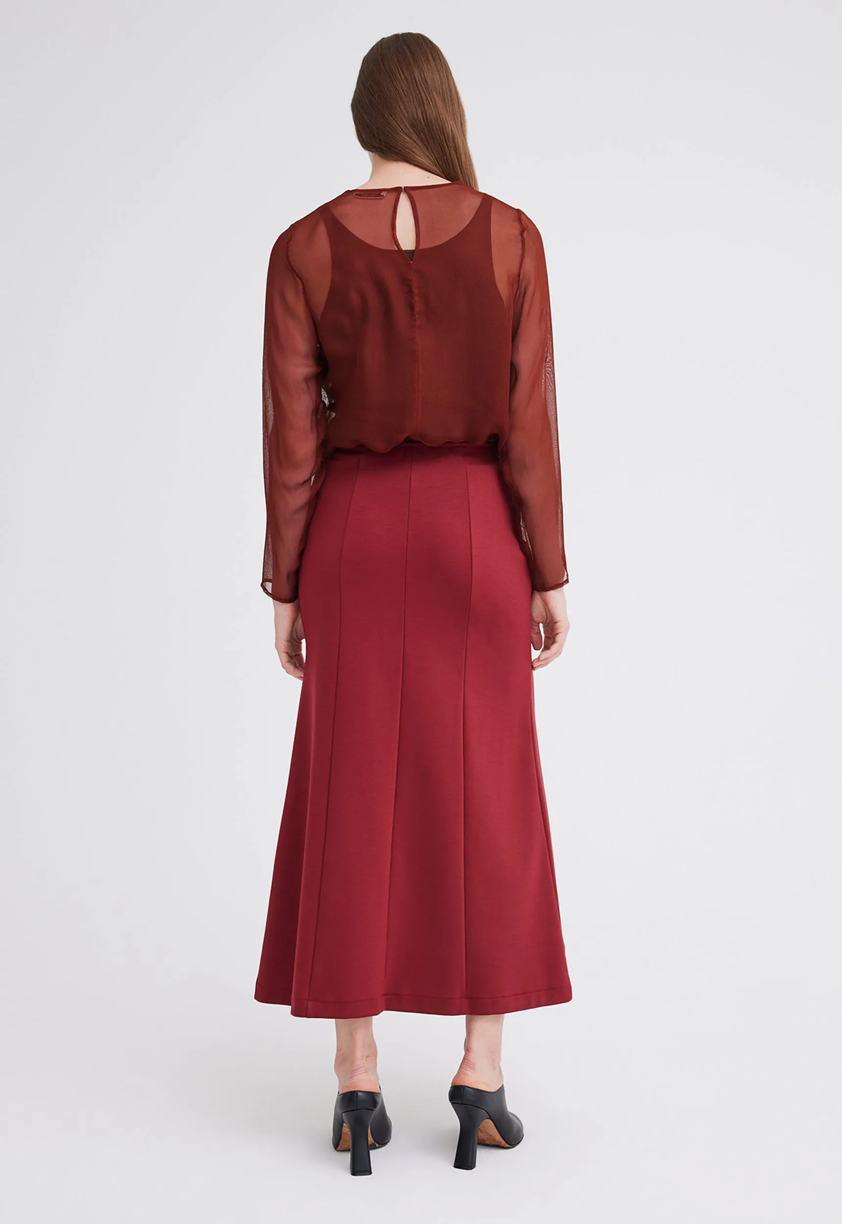 Canon Wool Midi Skirt - Cheru Red