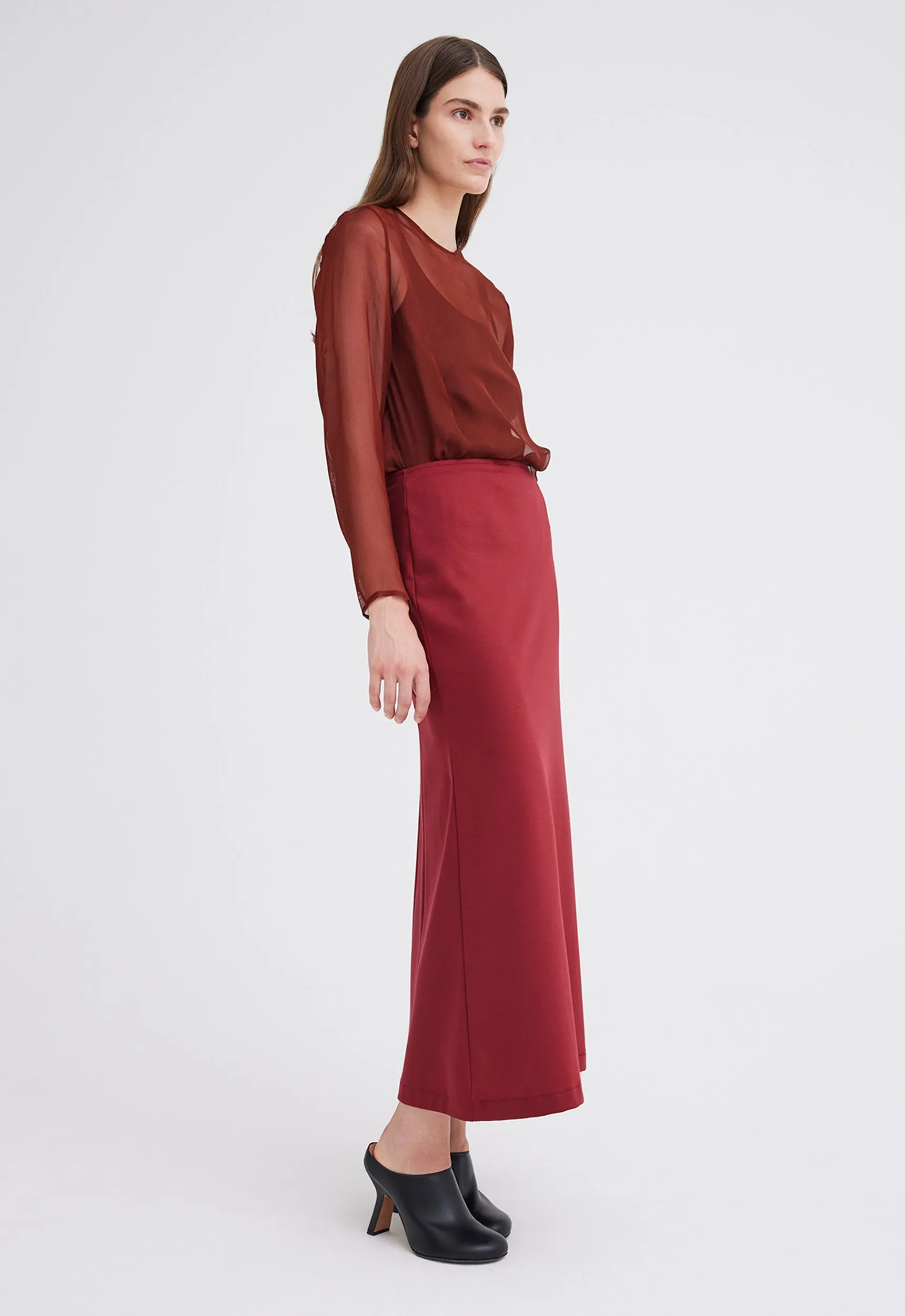 Canon Wool Midi Skirt - Cheru Red