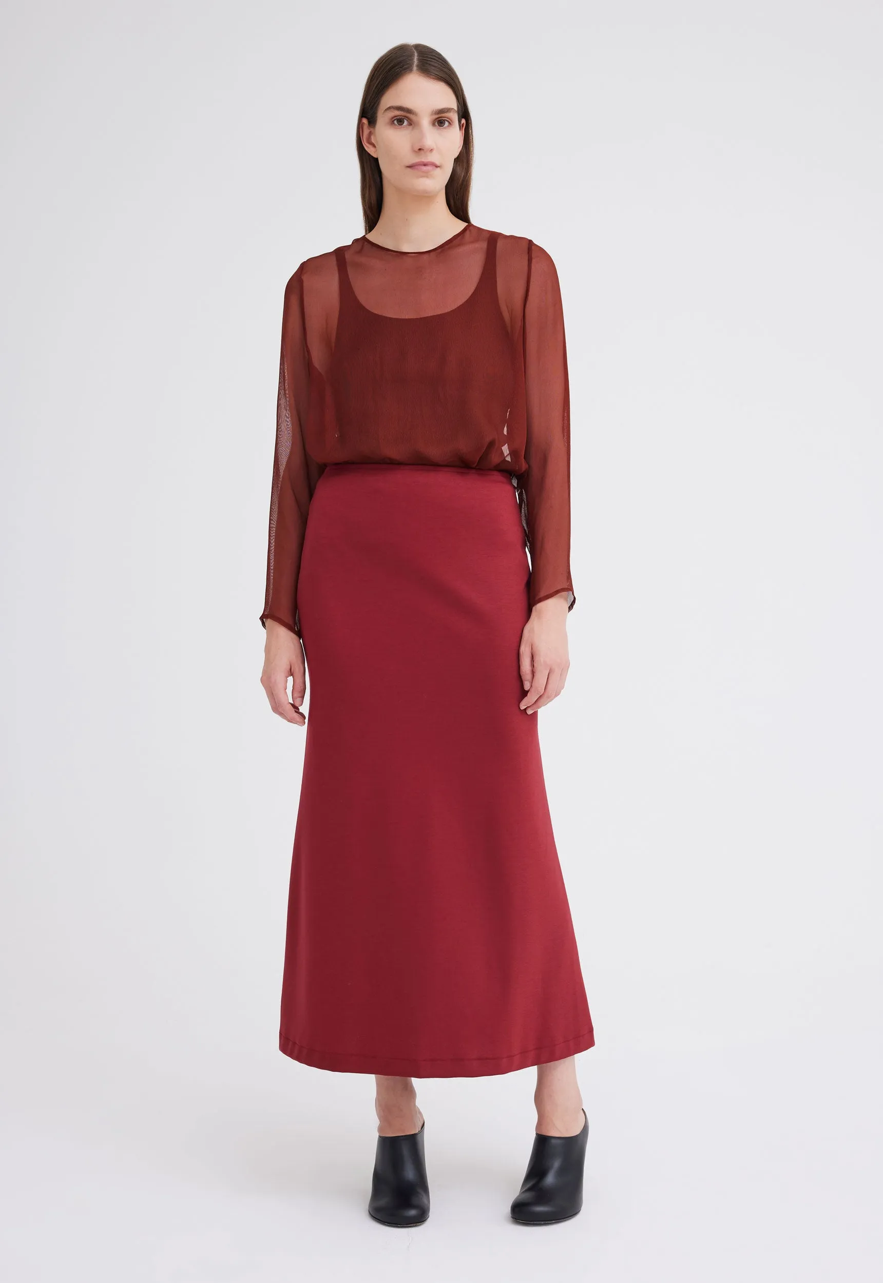 Canon Wool Midi Skirt - Cheru Red