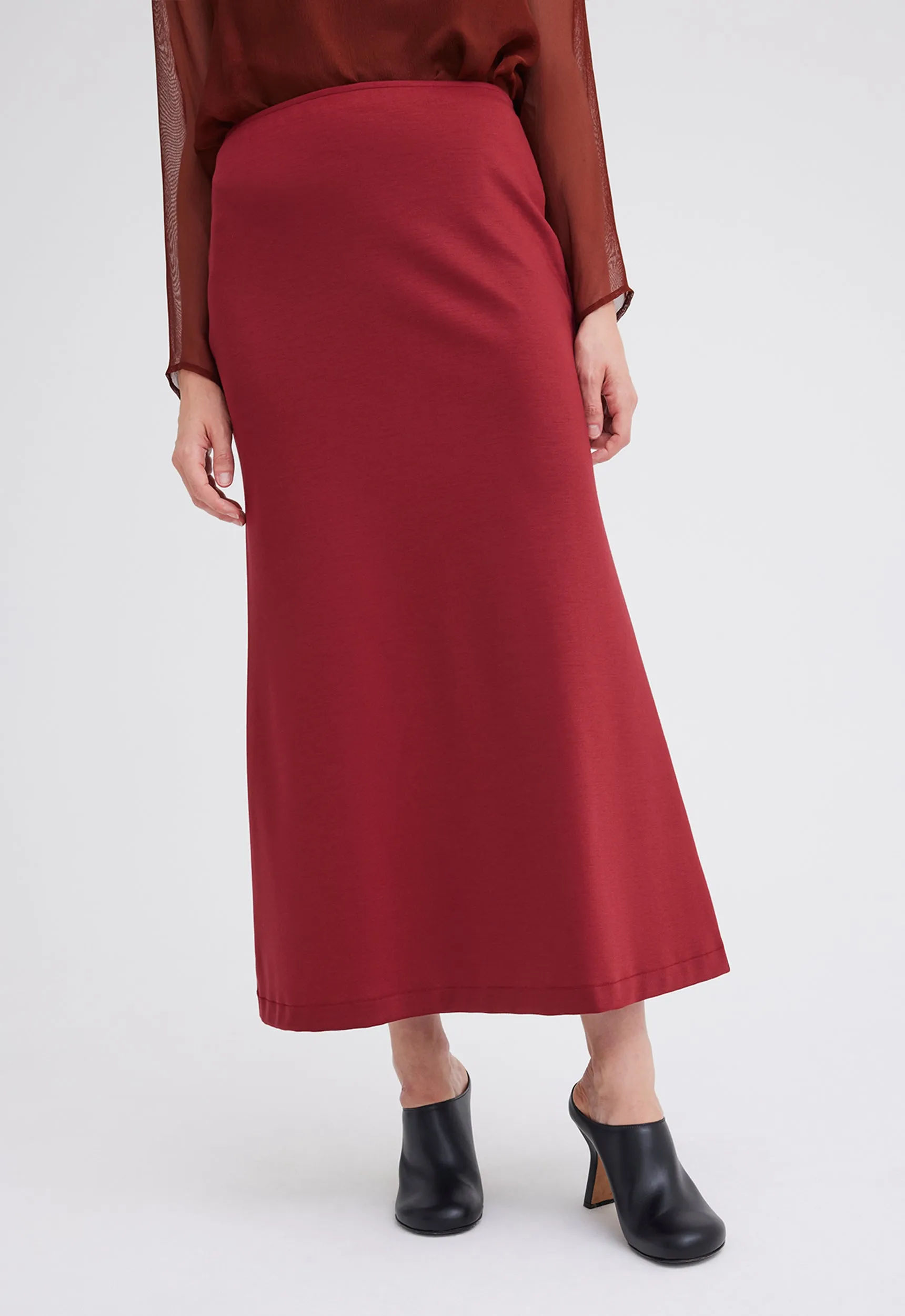 Canon Wool Midi Skirt - Cheru Red