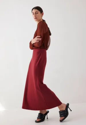 Canon Wool Midi Skirt - Cheru Red