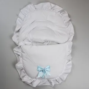 Car Seat / Cosy Toes - White With Blue Bow