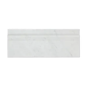 Carrara White Italian (Bianco Carrara) Marble Baseboard Trim Molding, Honed