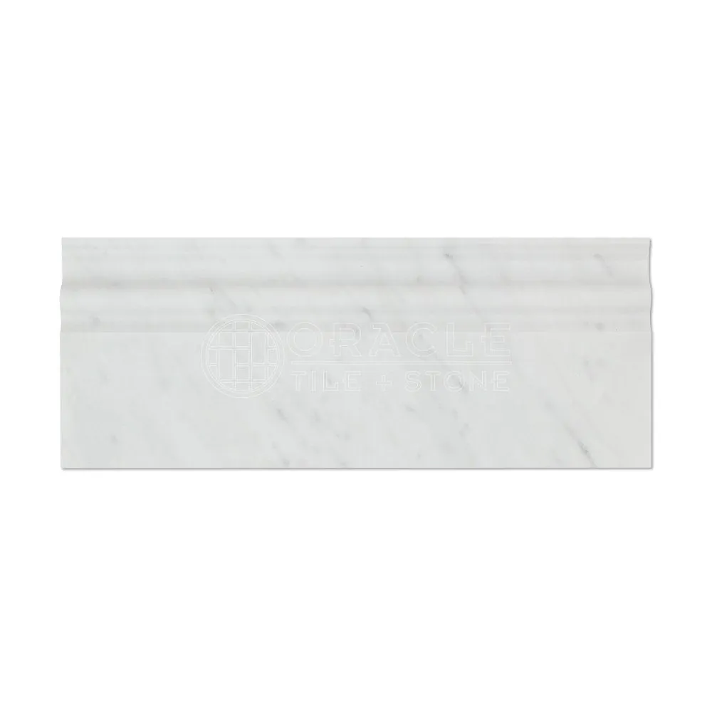 Carrara White Italian (Bianco Carrara) Marble Baseboard Trim Molding, Honed