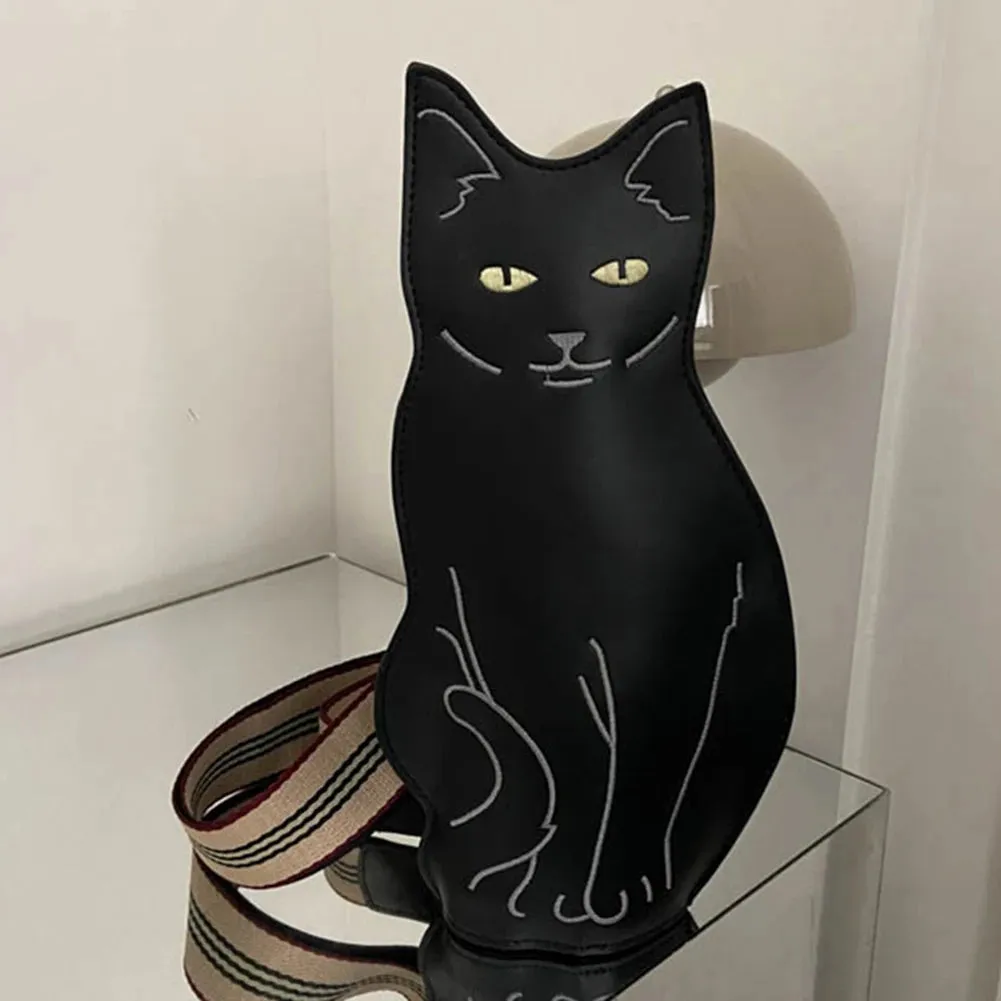 Cat Shape PU Women Handbags Cute Crossbody Female Bag Fashion Zipper Simple Adjustable Shoulder Strap Waterproof Shopping Travel