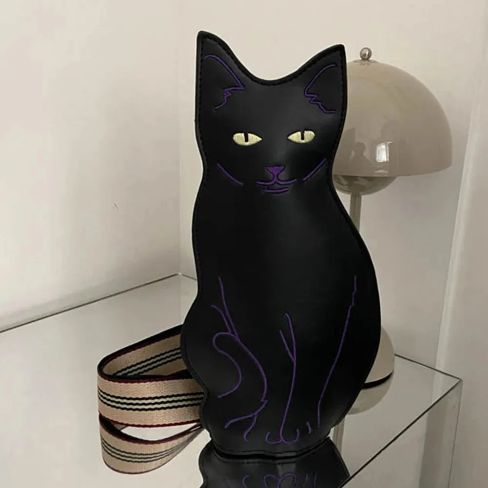 Cat Shape PU Women Handbags Cute Crossbody Female Bag Fashion Zipper Simple Adjustable Shoulder Strap Waterproof Shopping Travel