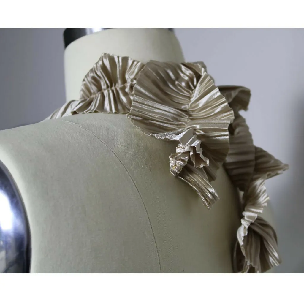 Champagne Gold Ruffle Halter Top