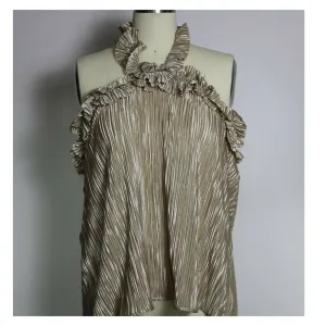 Champagne Gold Ruffle Halter Top