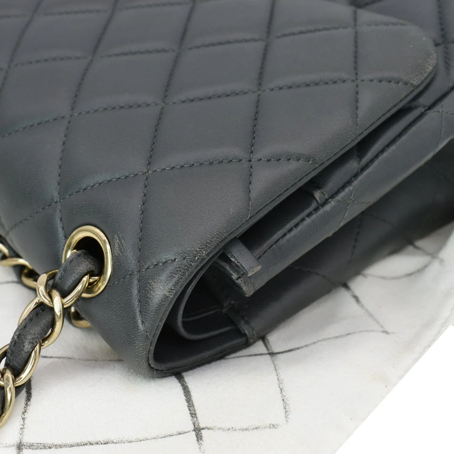 CHANEL Classic Jumbo Double Flap Lambskin Leather Shoulder Bag Grey
