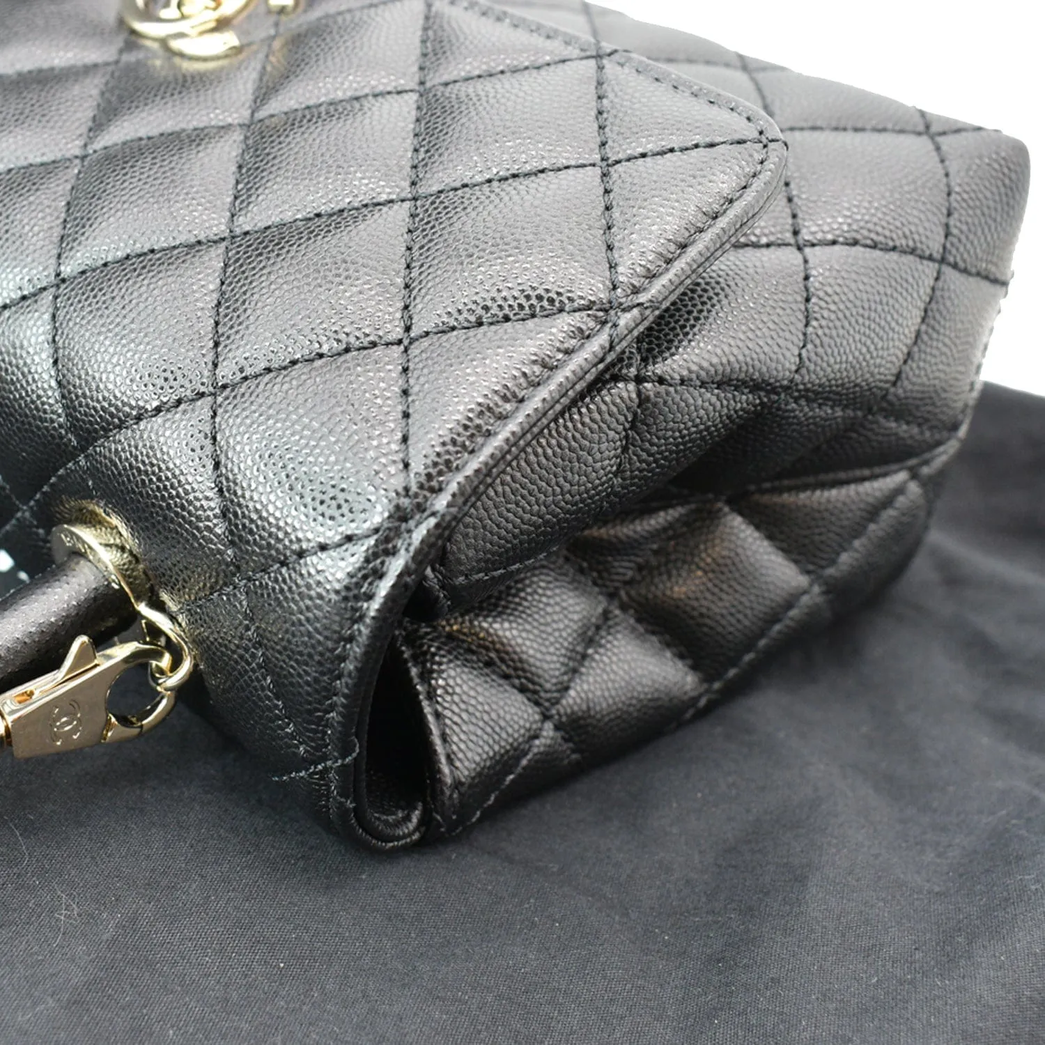 CHANEL Coco Mini Top Handle Caviar Leather Shoulder Bag Black