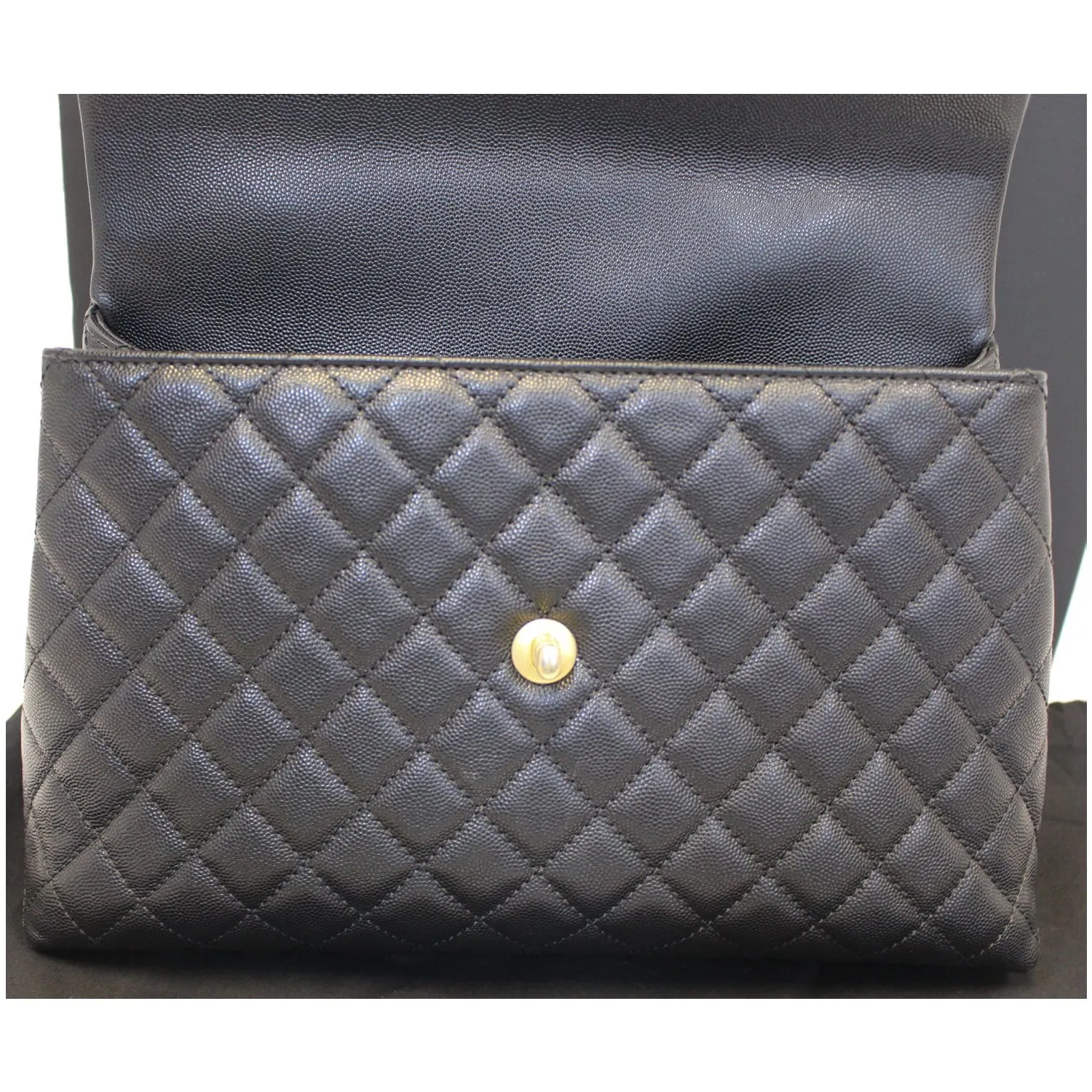 CHANEL Medium Coco Handle Caviar Leather Shoulder Bag Black