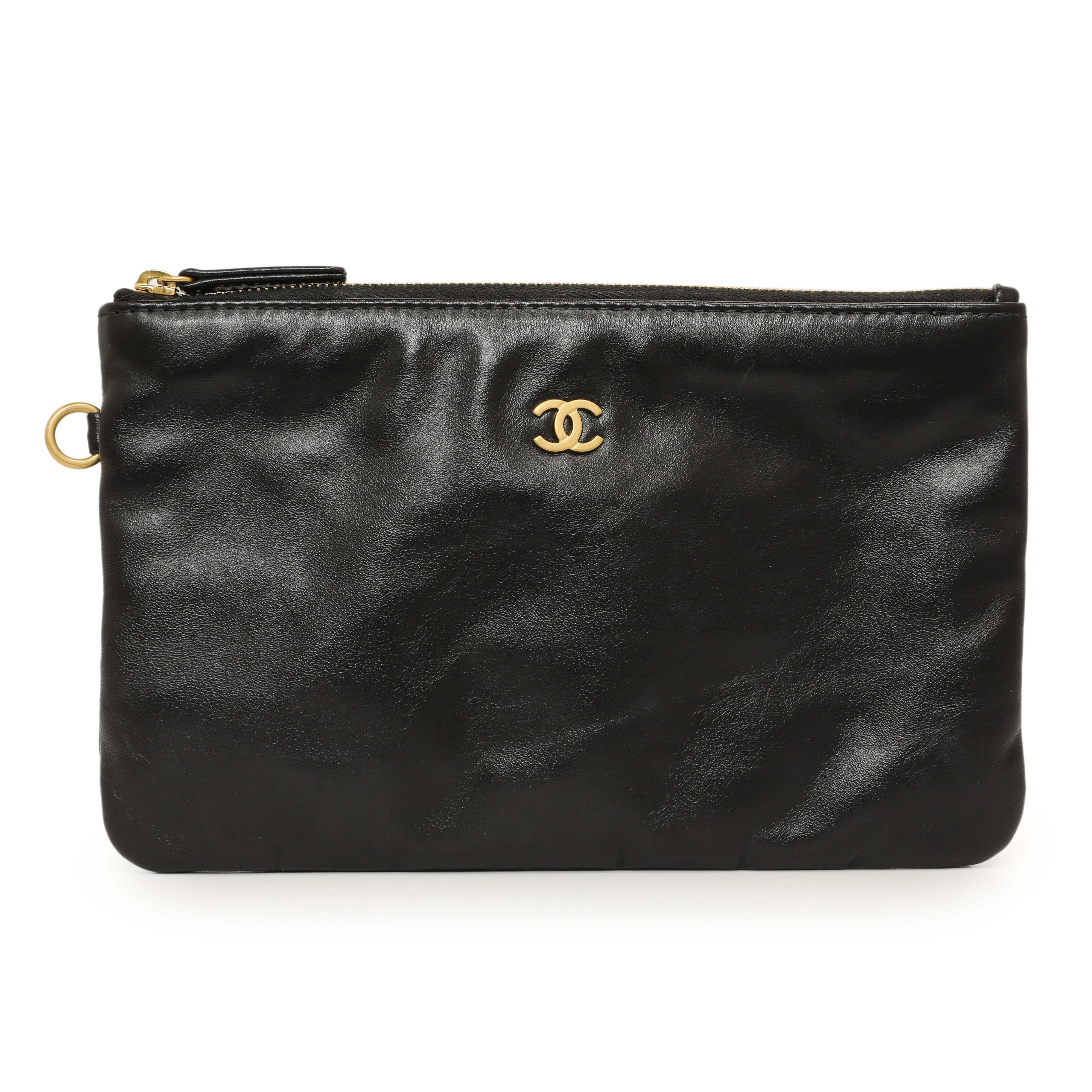 Chanel Shiny Black Quilted Shiny Calfskin Large Chanel 22