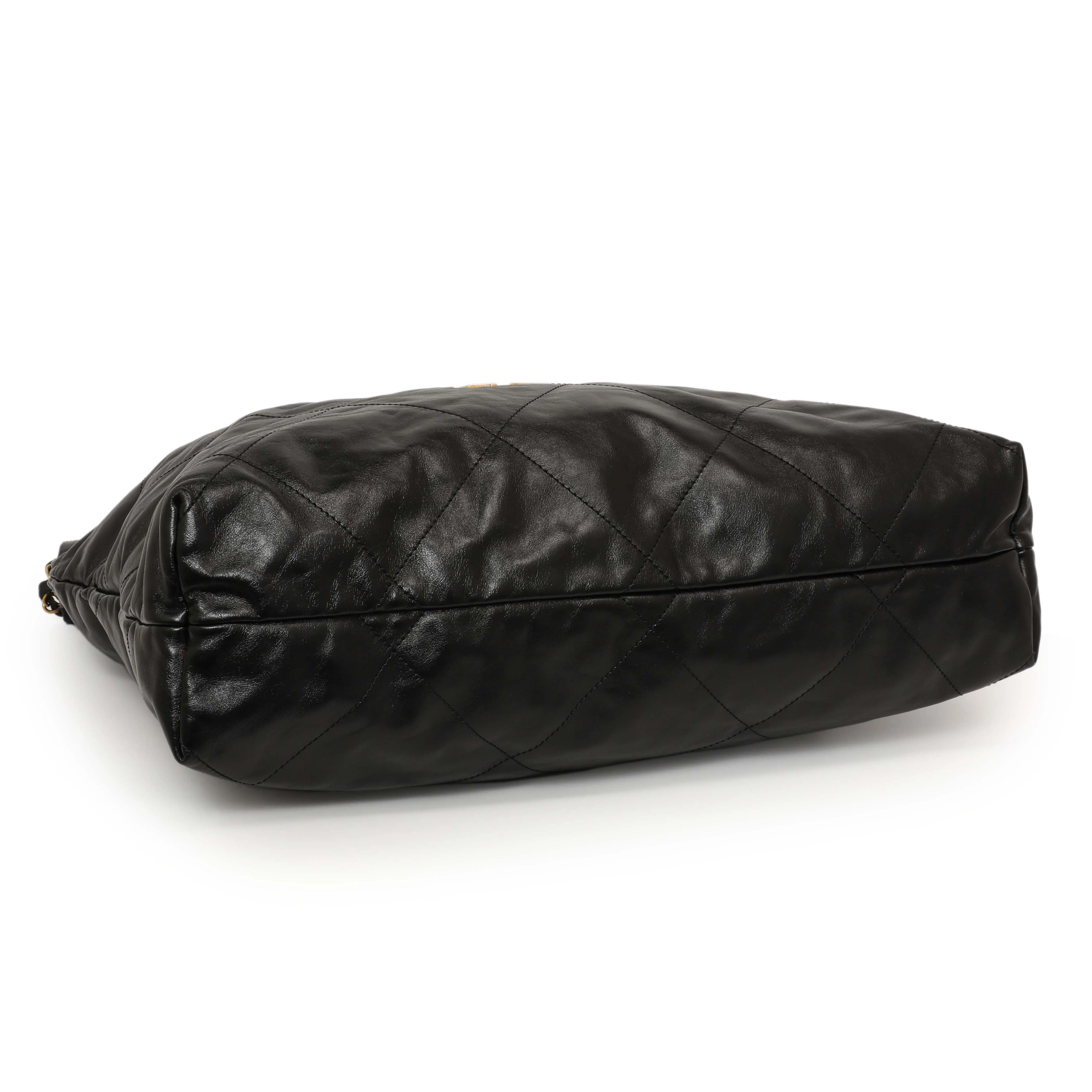 Chanel Shiny Black Quilted Shiny Calfskin Large Chanel 22
