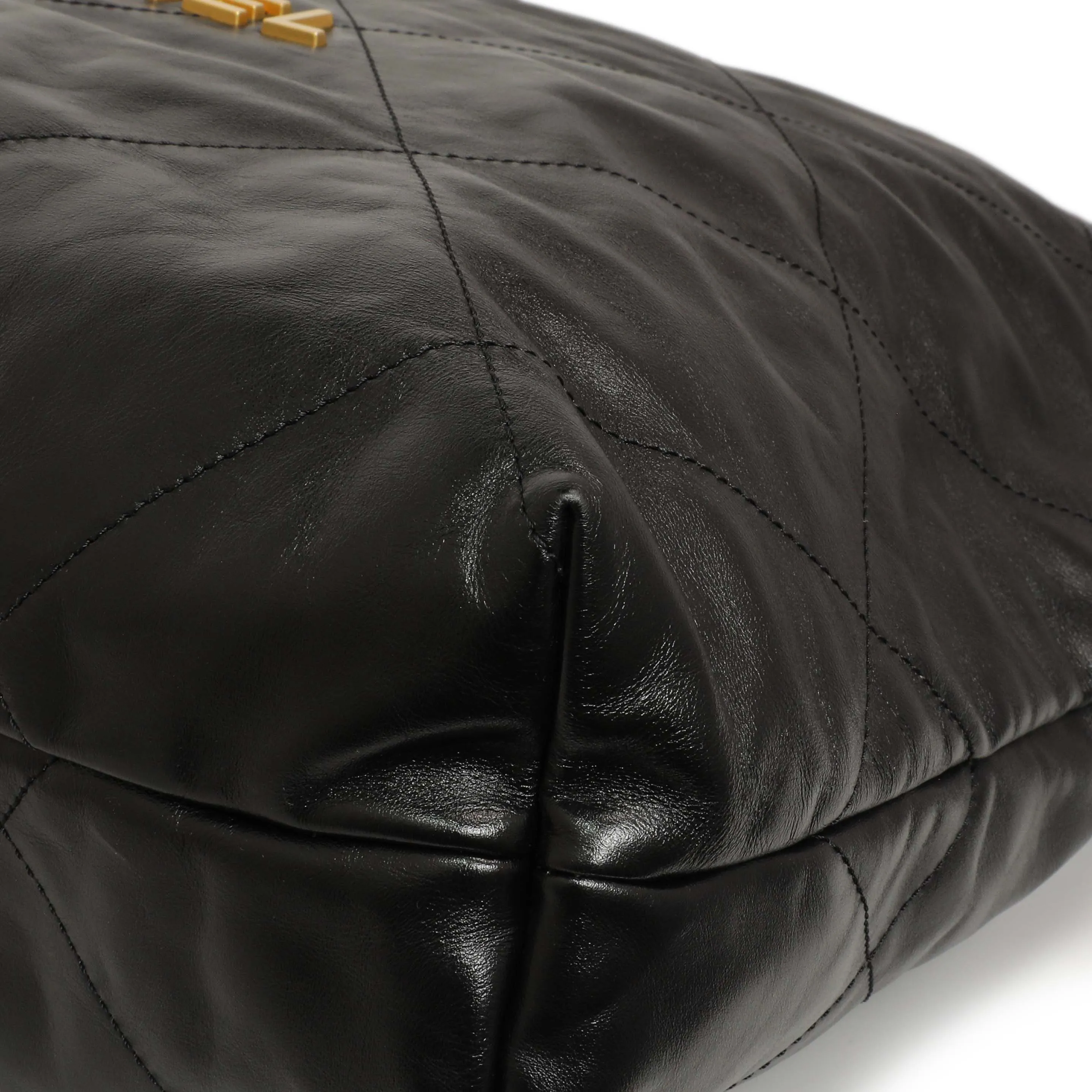 Chanel Shiny Black Quilted Shiny Calfskin Large Chanel 22