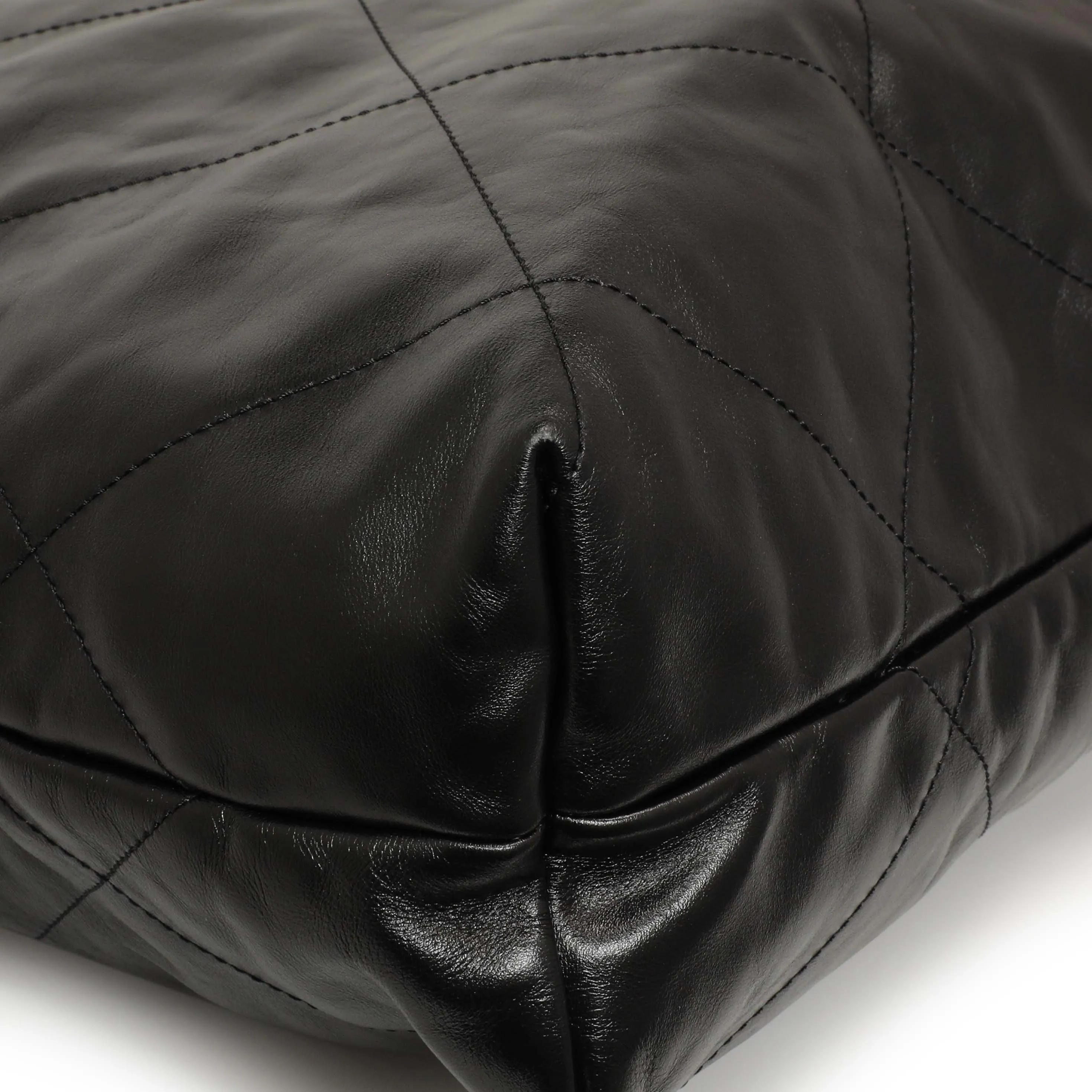 Chanel Shiny Black Quilted Shiny Calfskin Large Chanel 22