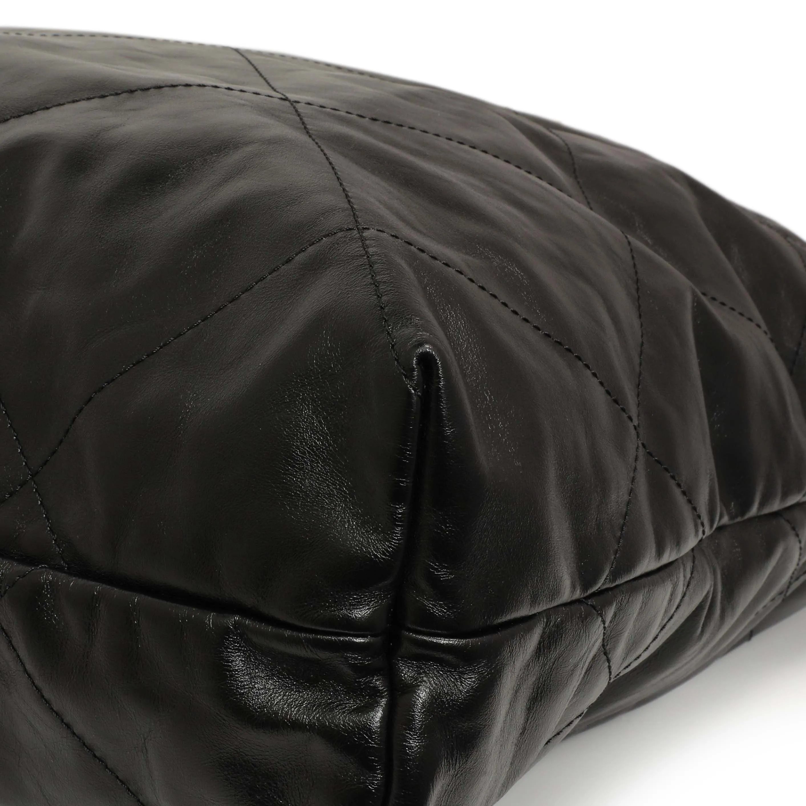 Chanel Shiny Black Quilted Shiny Calfskin Large Chanel 22