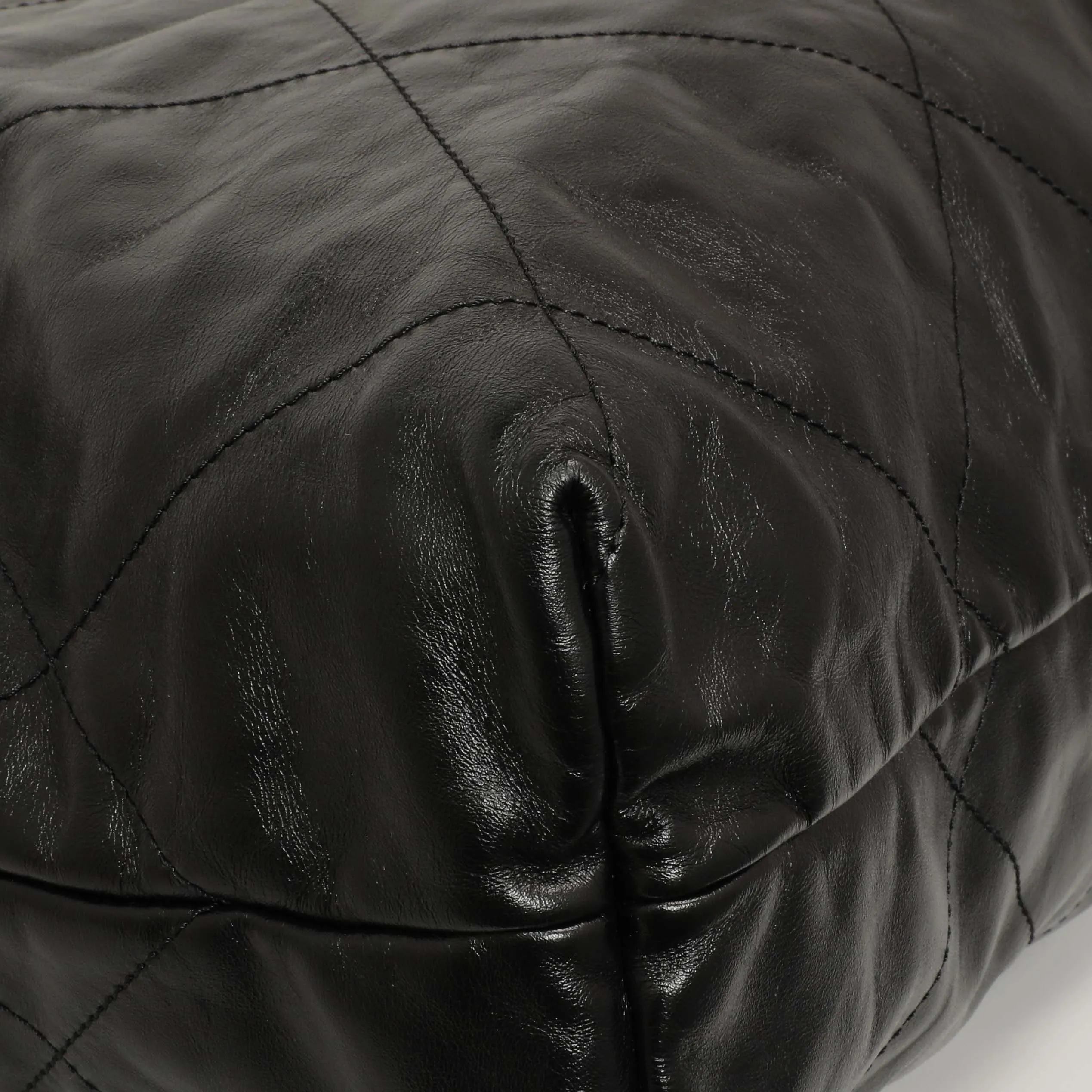 Chanel Shiny Black Quilted Shiny Calfskin Large Chanel 22