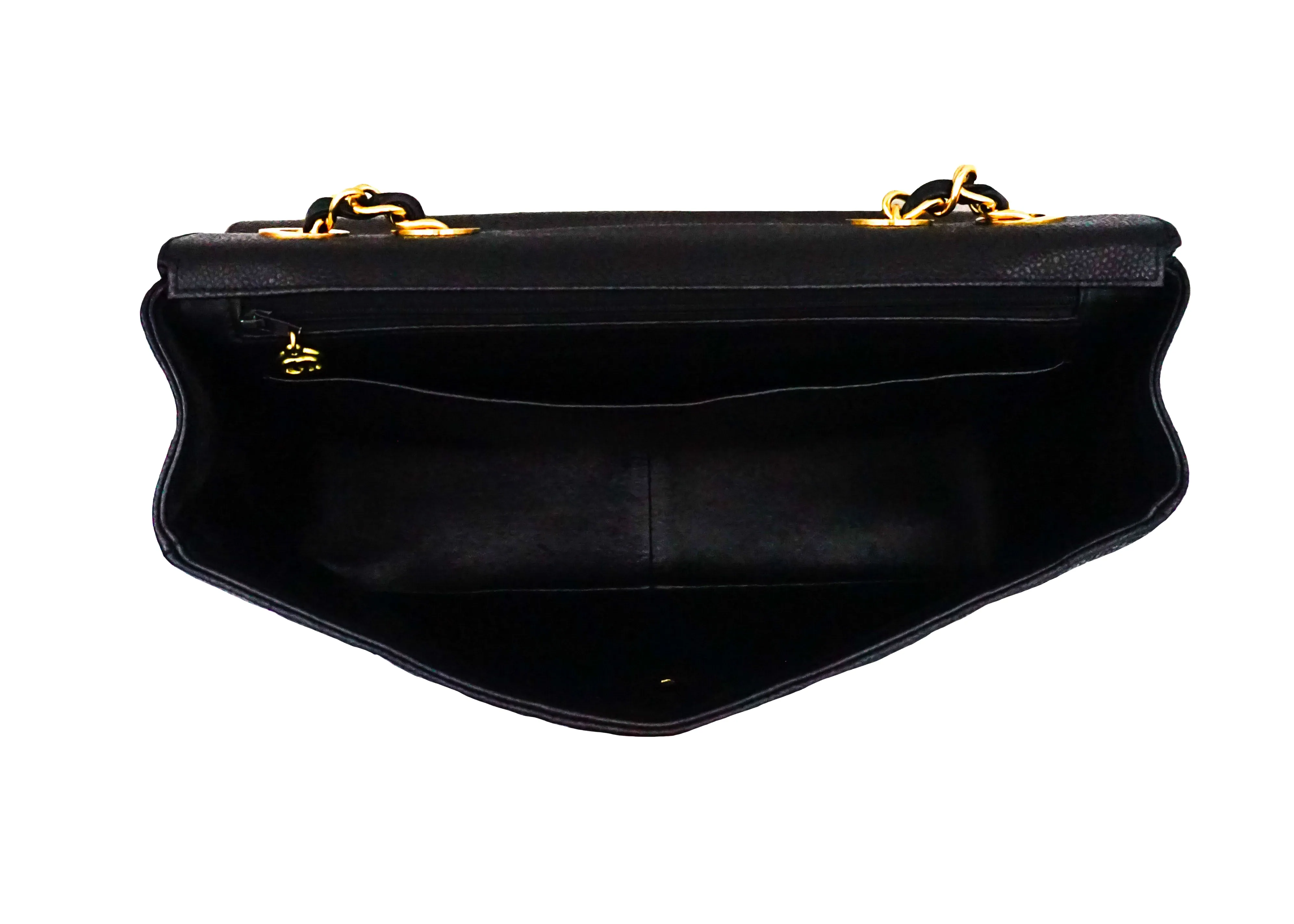 Chanel Vintage Black Caviar Vertical Quilted Jumbo