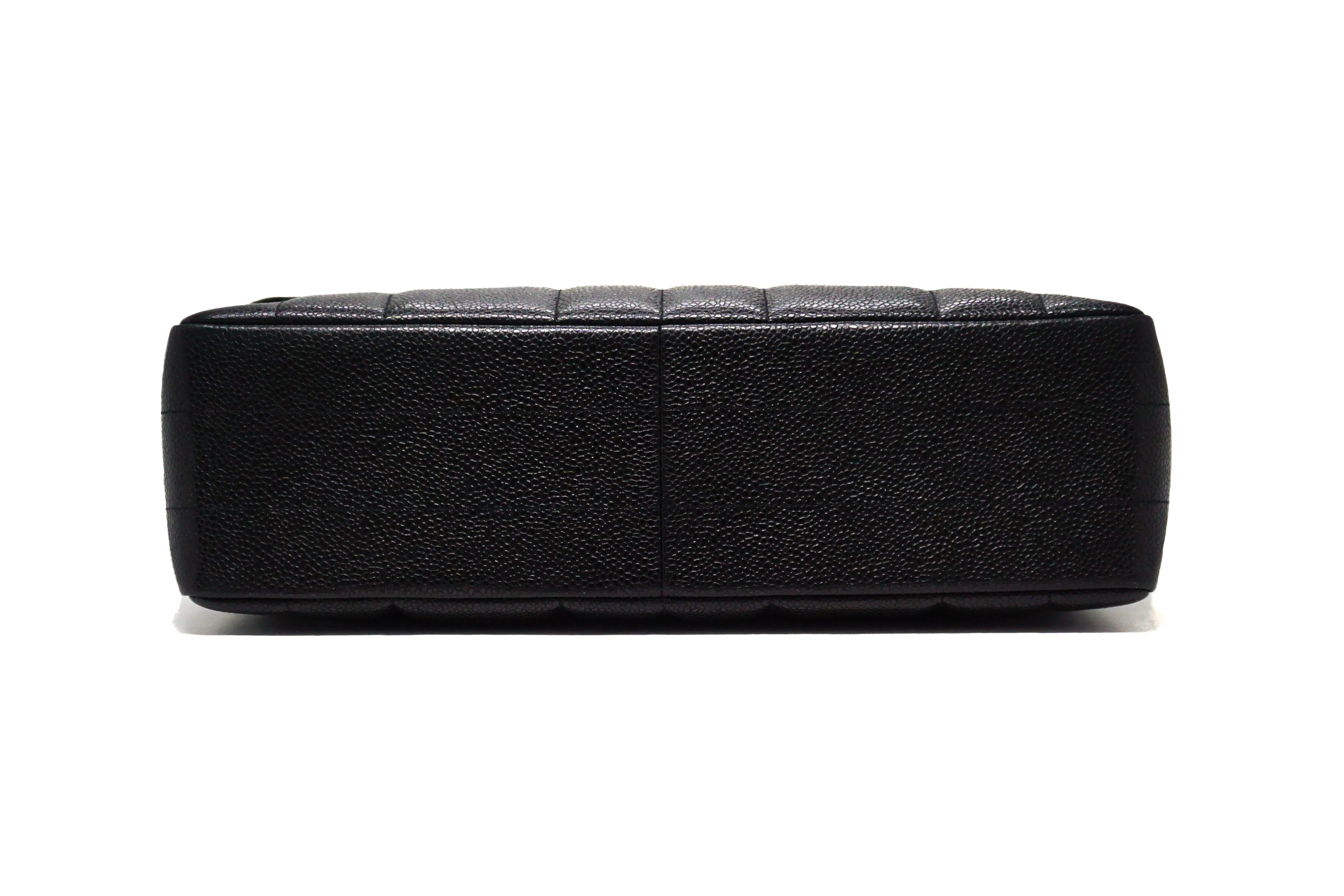 Chanel Vintage Black Caviar Vertical Quilted Jumbo