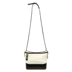 Chanel White Black Aged Calfskin Medium Gabrielle Hobo