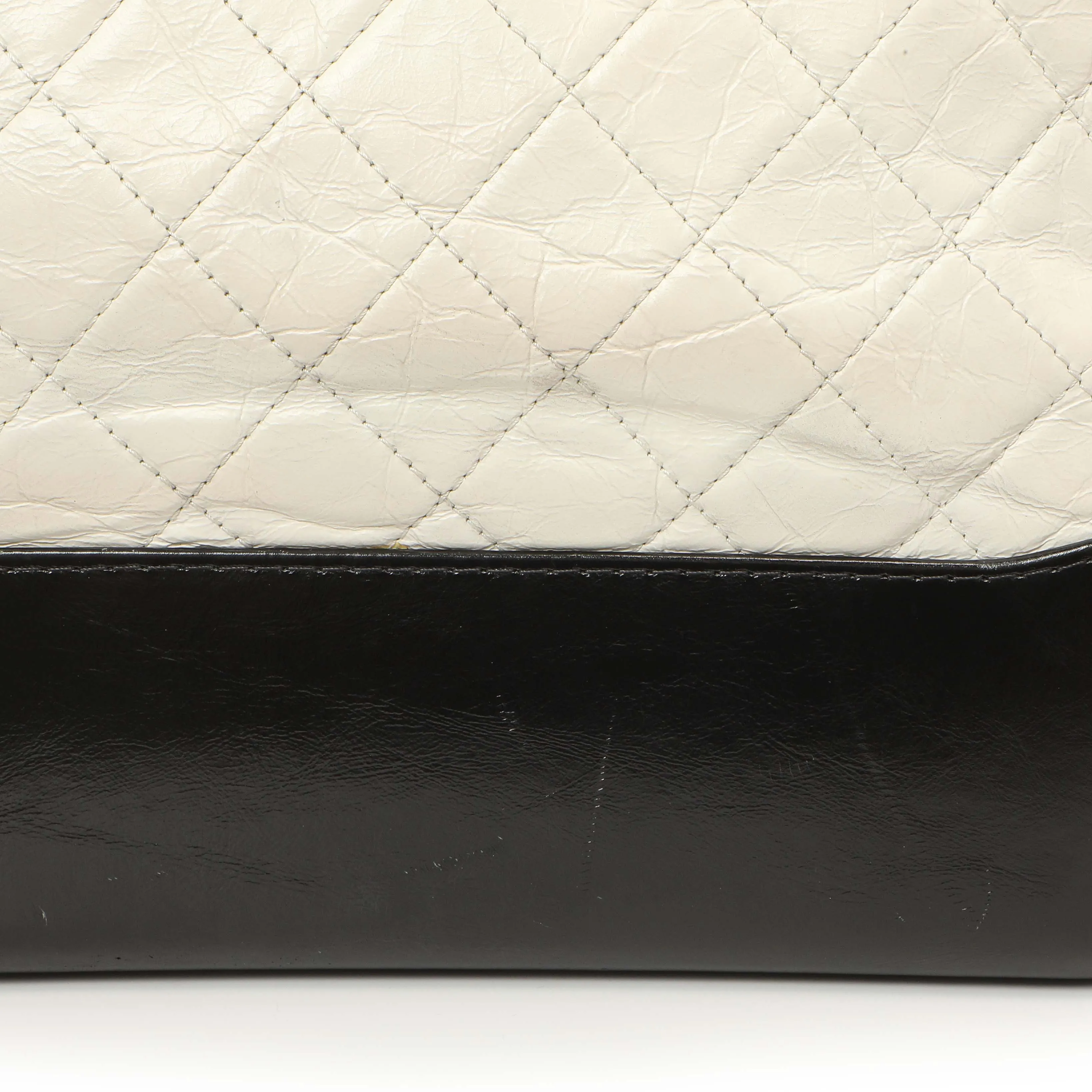 Chanel White Black Aged Calfskin Medium Gabrielle Hobo