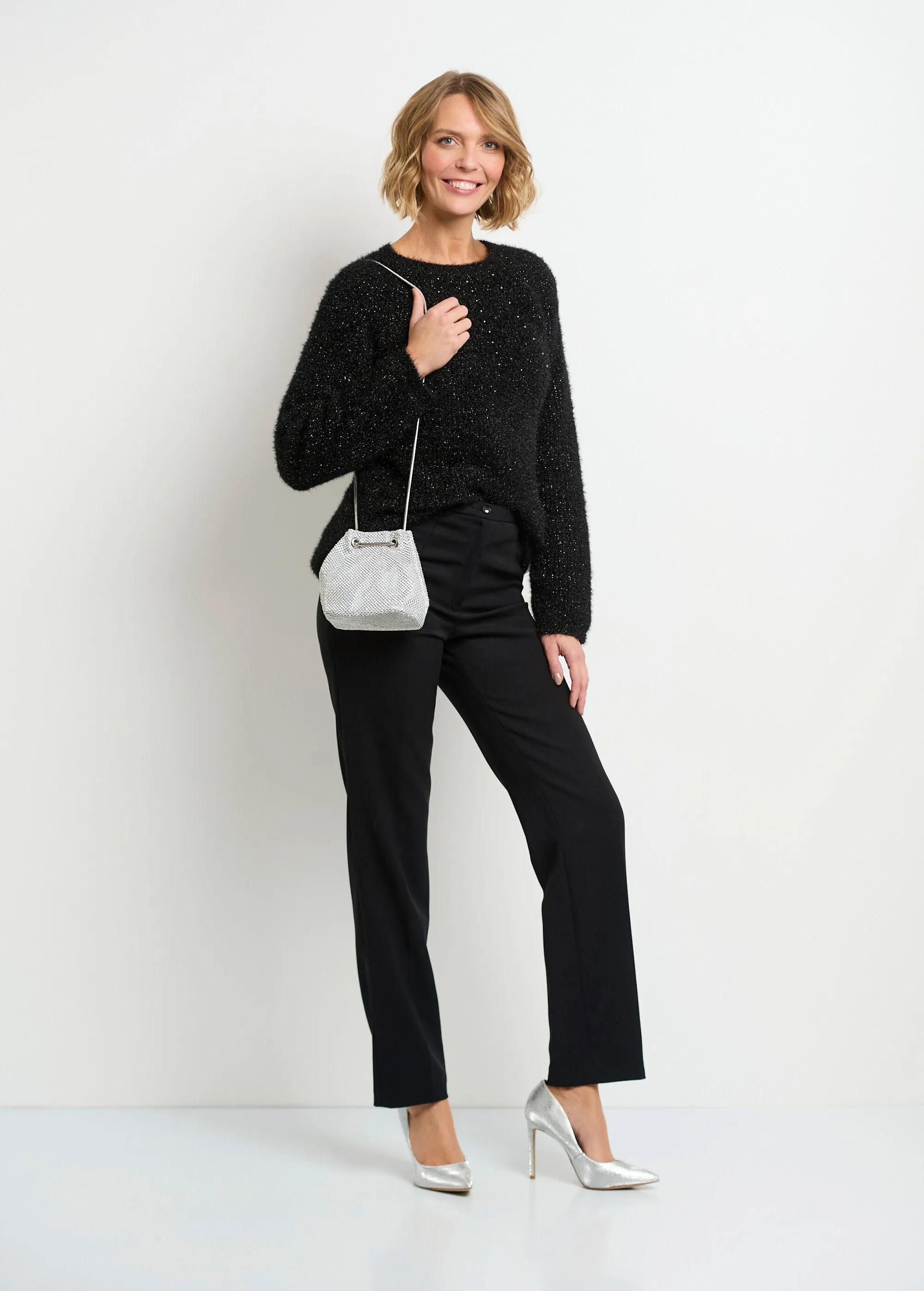 Chic rhinestone mesh purse bag