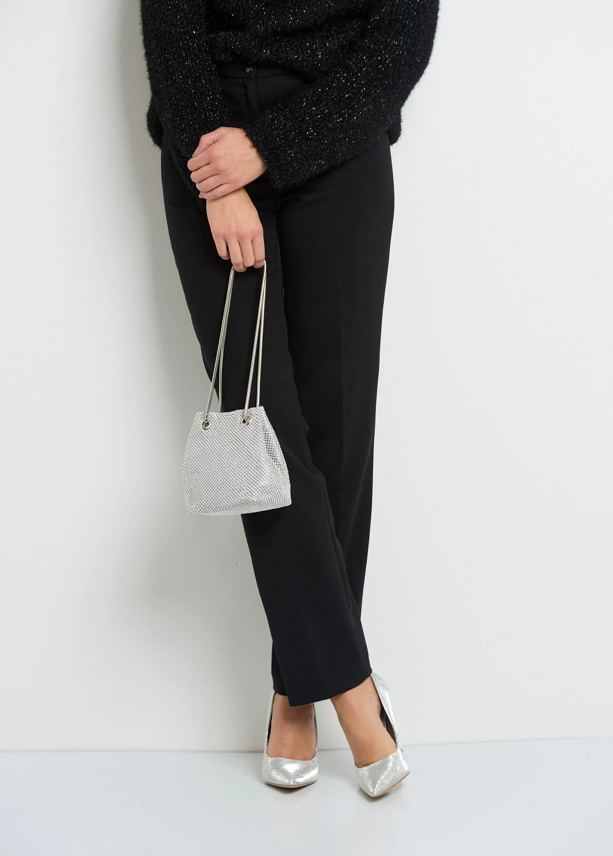Chic rhinestone mesh purse bag