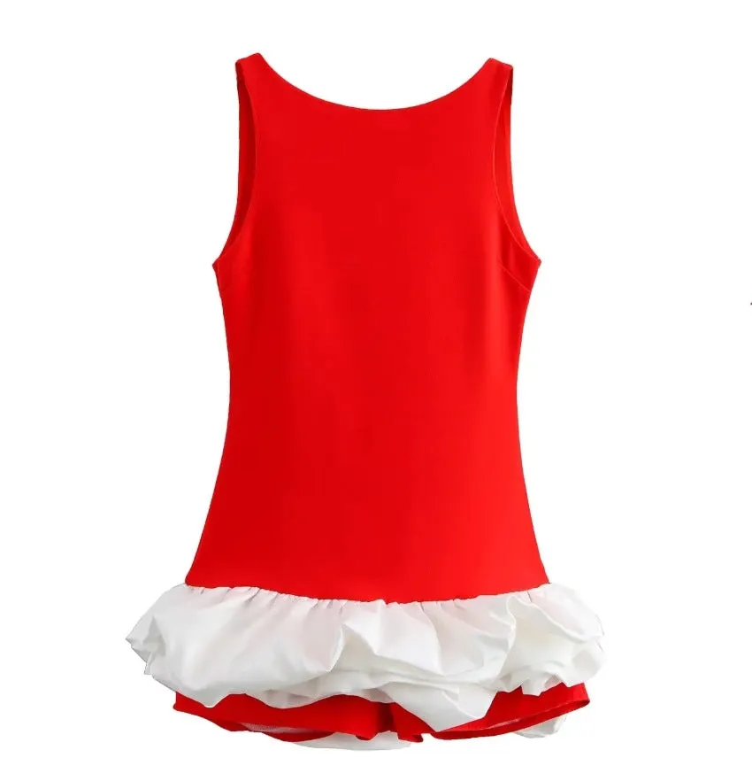 Chic Sleeveless White Bodycon Dress with Playful Ruffle Hem