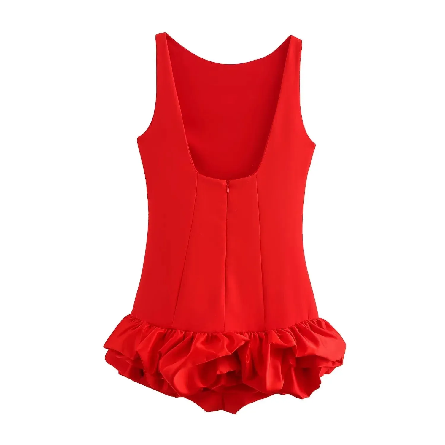 Chic Sleeveless White Bodycon Dress with Playful Ruffle Hem