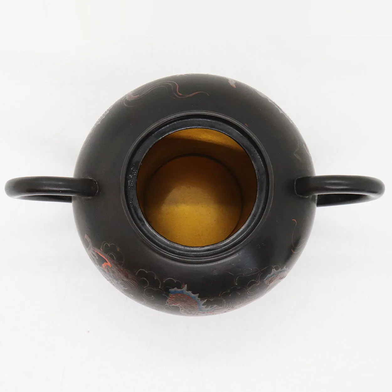 Chinese Export K.K.C.K. Black Lacquer Dragon Chasing Pearl Sugar Bowl