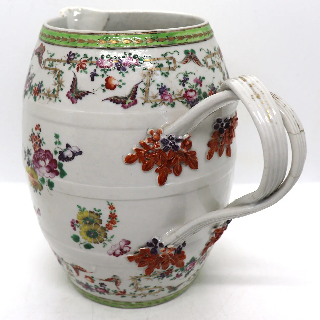 Chinese Export Qianlong Famille Rose Porcelain Cider Pitcher