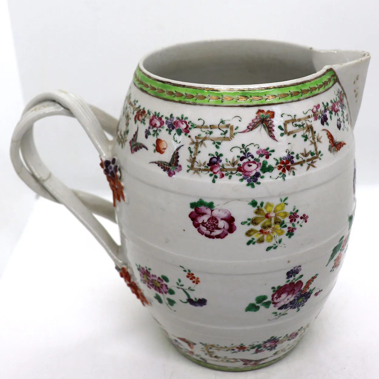 Chinese Export Qianlong Famille Rose Porcelain Cider Pitcher