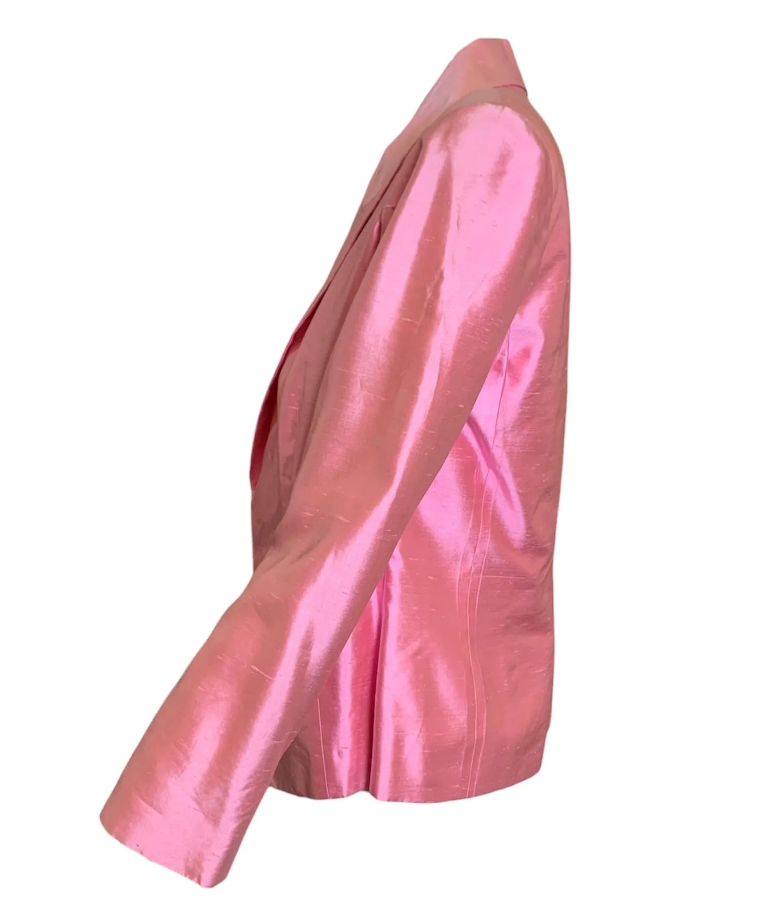 Christian Dior Early 2000s Pink Raw Silk Open Front  Jacket