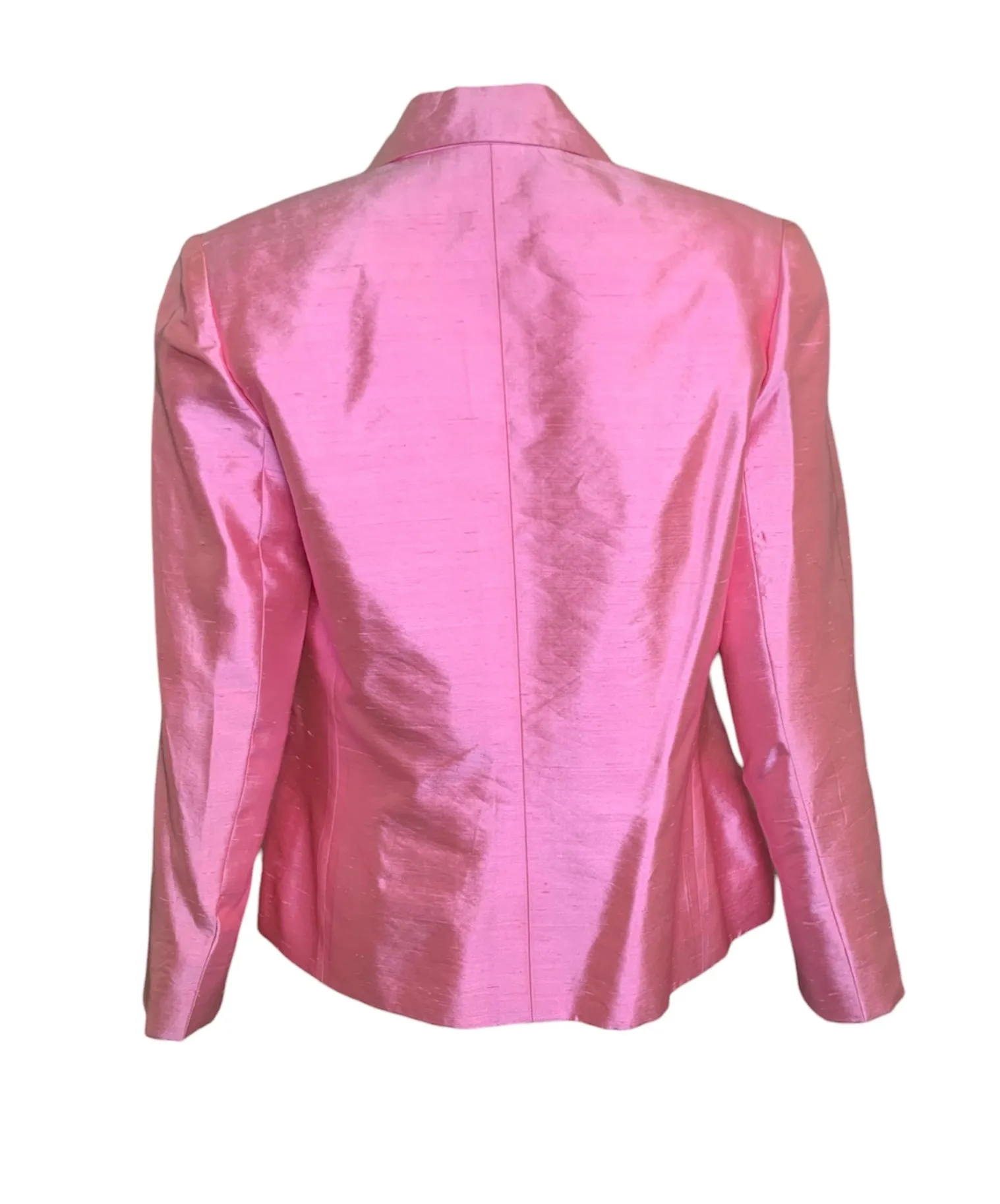 Christian Dior Early 2000s Pink Raw Silk Open Front  Jacket
