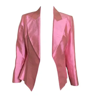 Christian Dior Early 2000s Pink Raw Silk Open Front  Jacket