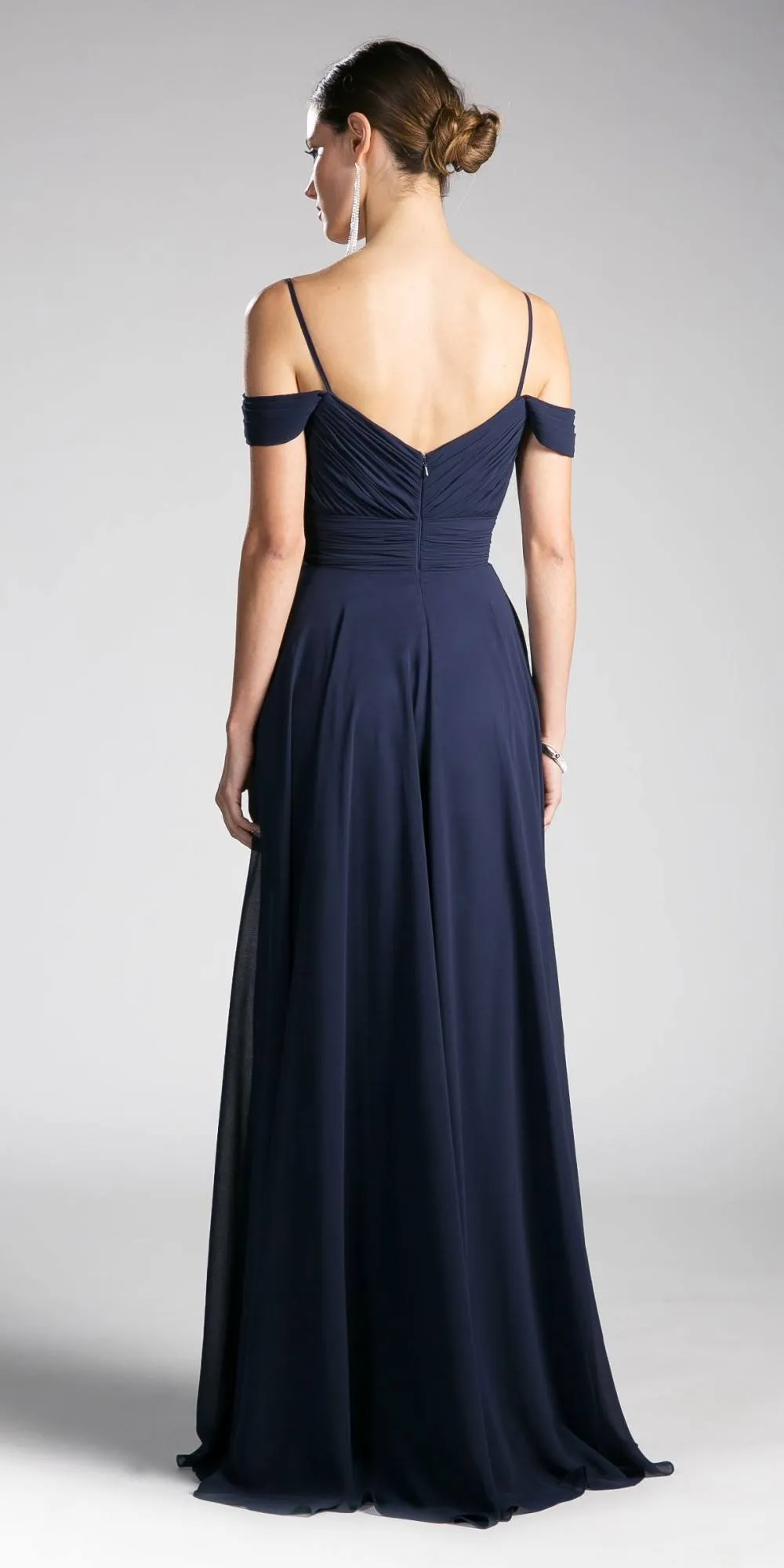 Cinderella Divine CJ241 Sweetheart Neck Cold Shoulder Chiffon Dress
