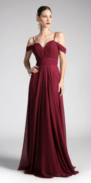 Cinderella Divine CJ241 Sweetheart Neck Cold Shoulder Chiffon Dress