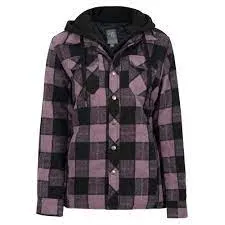 CLPF415-M-Pple Blk Jacket Plaid with Lining & Hood