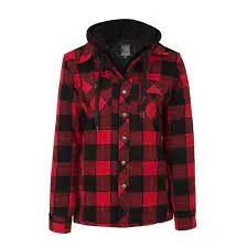 CLPF415-S-Red Blk Jacket Plaid with Lining & Hood