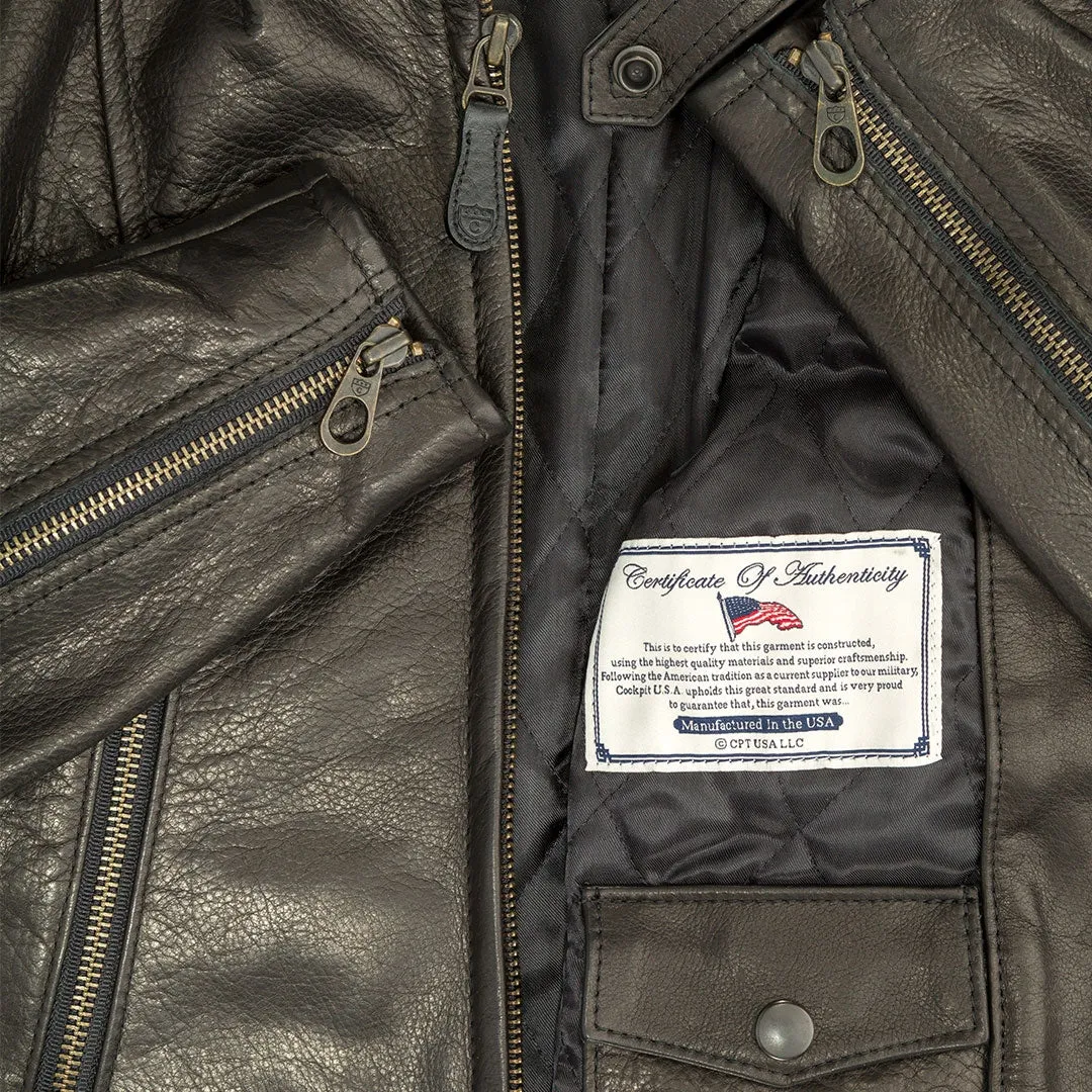 Cockpit USA Women's Cafe Racer Motocross Deer Calfskin Jacket
